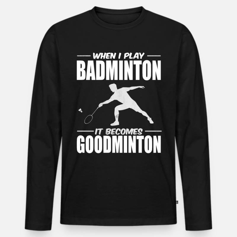 Badminton - Männer Premium Bio Langarmshirt - Schwarz