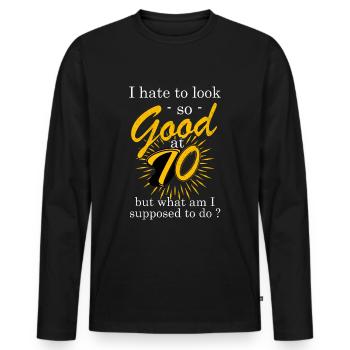 70. Geburtstag - Männer Premium Bio Langarmshirt - Schwarz - Vorne - Nico (187cm)