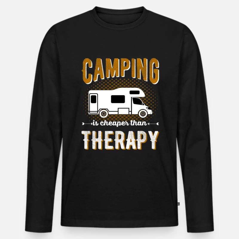 Camper Camping Wohnwagen Geschenk - Männer Premium Bio Langarmshirt - Schwarz