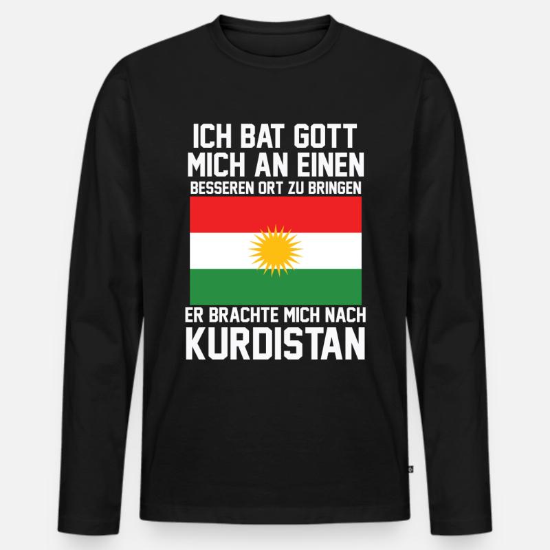 Kurdistan Kurdische Flagge Kurde Kurdisch Geschenk - Männer Premium Bio Langarmshirt - Schwarz