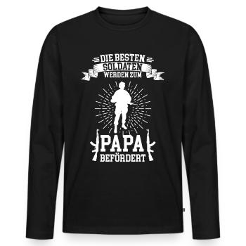 Soldat Papa Vater Vatertag Militär - Männer Premium Bio Langarmshirt - Schwarz - Vorne - Nico (187cm)