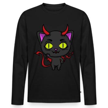 Devil cat kitten hell Satan - Men's Premium Organic Long Sleeve Shirt - black - Front - Nico (187cm)