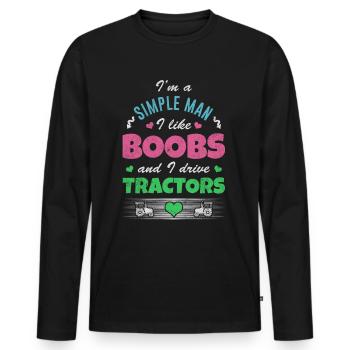 Tracteur Trekker Farmer Farmer - T-shirt manches longues Premium bio Homme - noir - Devant - Nico (187cm)