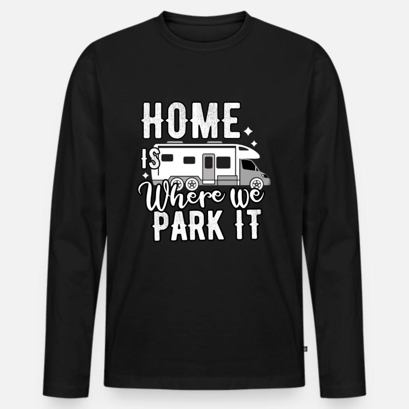 Wohnwagen Camper - Männer Premium Bio Langarmshirt - Schwarz