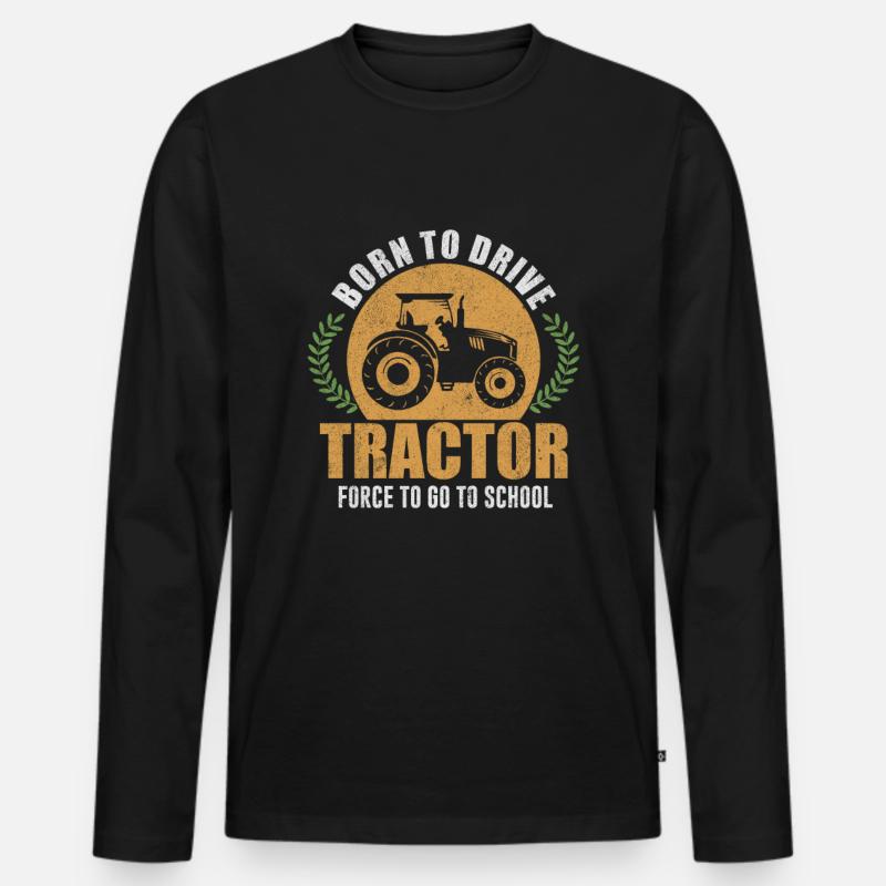 Traktor - Männer Premium Bio Langarmshirt - Schwarz