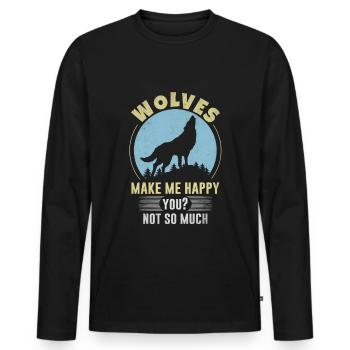 Wolf Wolfpack Rudel Anführer - Männer Premium Bio Langarmshirt - Schwarz - Vorne - Nico (187cm)