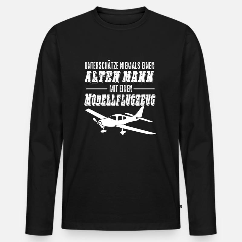Modellflugzeug Flieger Flugzeug Pilot Modellbauer - Männer Premium Bio Langarmshirt - Schwarz