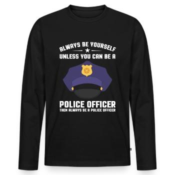 officier de police - T-shirt manches longues Premium bio Homme - noir - Devant - Nico (187cm)