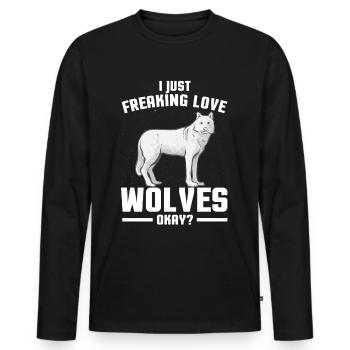 wolf - Men's Premium Organic Long Sleeve Shirt - black - Front - Nico (187cm)