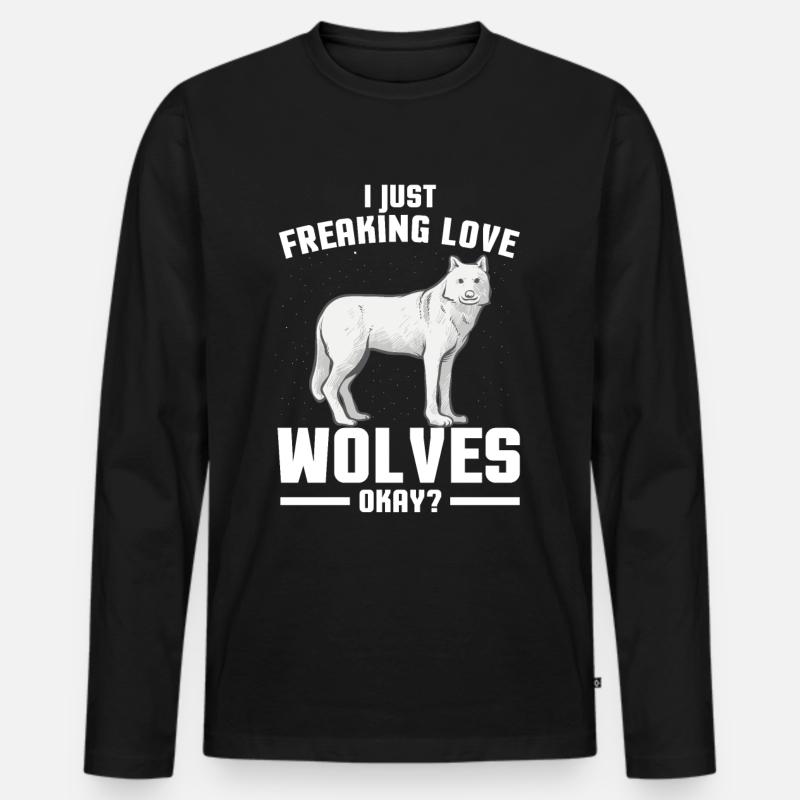 Wolf - Männer Premium Bio Langarmshirt - Schwarz