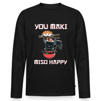 Sushi - Männer Premium Bio Langarmshirt - Schwarz - Vorne - Nico (187cm)