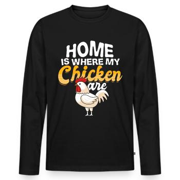 chicken - Men's Premium Organic Long Sleeve Shirt - black - Front - Nico (187cm)