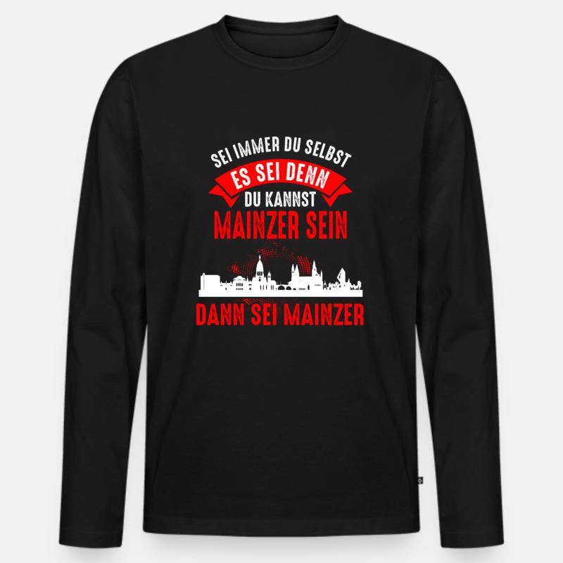 Mainz Skyline Mainzer Geschenk - Männer Premium Bio Langarmshirt - Schwarz