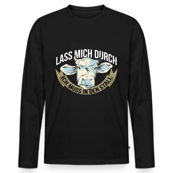 Ich muss in den Stall Rinderzüchter mit Viehzucht - Männer Premium Bio Langarmshirt - Schwarz - Vorne - Nico (187cm)