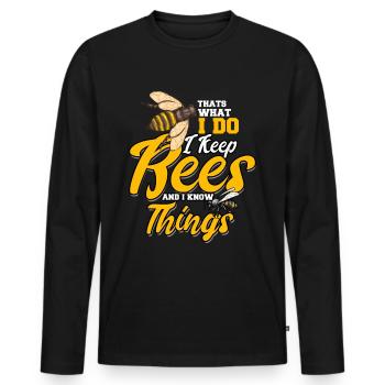 Imker - Männer Premium Bio Langarmshirt - Schwarz - Vorne - Nico (187cm)