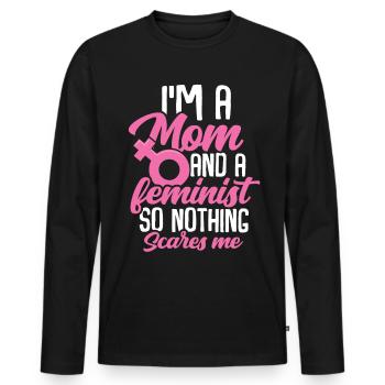 Féministe - T-shirt manches longues Premium bio Homme - noir - Devant - Nico (187cm)
