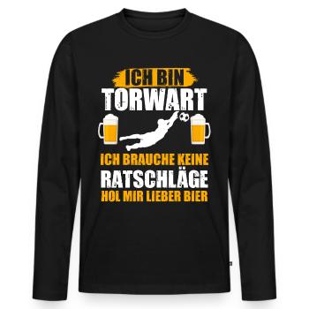 Torwart Bier Feiern Torhüter Fußballteam Lustige S - Männer Premium Bio Langarmshirt - Schwarz - Vorne - Nico (187cm)