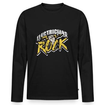 Elektriker Strom Elektrotechnik Blitz Geschenk - Männer Premium Bio Langarmshirt - Schwarz - Vorne - Nico (187cm)