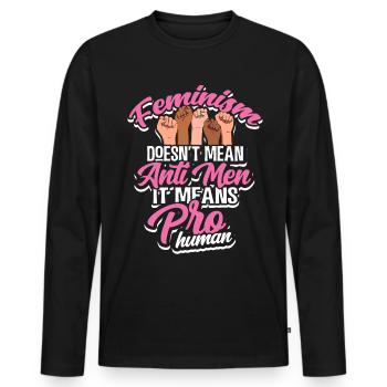 Feministin - Männer Premium Bio Langarmshirt - Schwarz - Vorne - Nico (187cm)