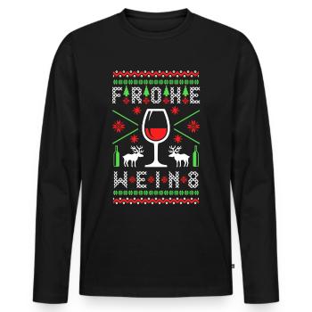 Weihnachten Wein Ugly Christmas Geschenk - Männer Premium Bio Langarmshirt - Schwarz - Vorne - Nico (187cm)