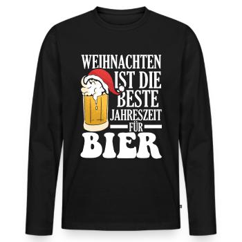 Weinachten Bier Weihnachtsmann Lustige Sprüche - Männer Premium Bio Langarmshirt - Schwarz - Vorne - Nico (187cm)