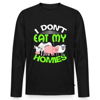 vegan - T-shirt manches longues Premium bio Homme - noir - Devant - Nico (187cm)