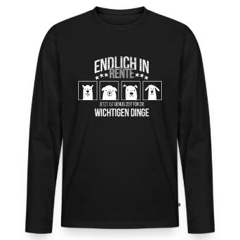 Rentner in Pension mit Hund lustige Sprüche Hunde - Männer Premium Bio Langarmshirt - Schwarz - Vorne - Nico (187cm)