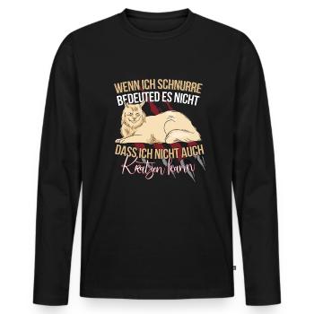 Katze schnurrt und kratzt lustige Katzensprüche - Männer Premium Bio Langarmshirt - Schwarz - Vorne - Nico (187cm)