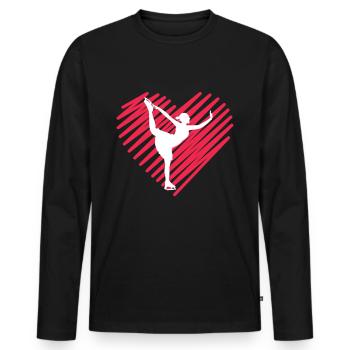 Eiskunstlauf Schlittschuh Eisbahn Eislauf Geschenk - Männer Premium Bio Langarmshirt - Schwarz - Vorne - Nico (187cm)