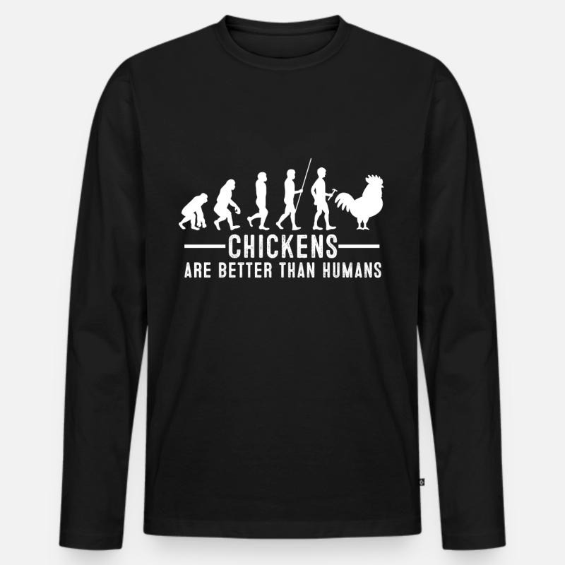 huhn - Männer Premium Bio Langarmshirt - Schwarz