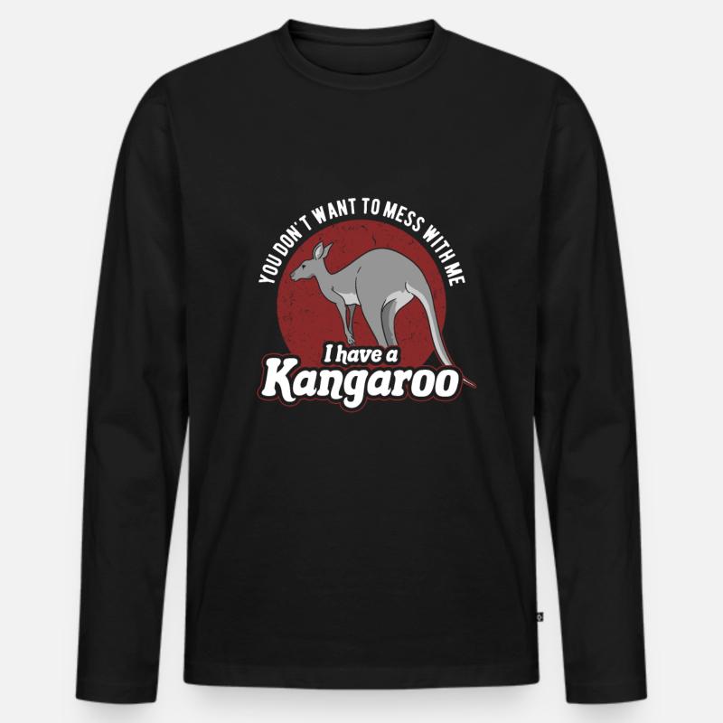 Känguru - Männer Premium Bio Langarmshirt - Schwarz