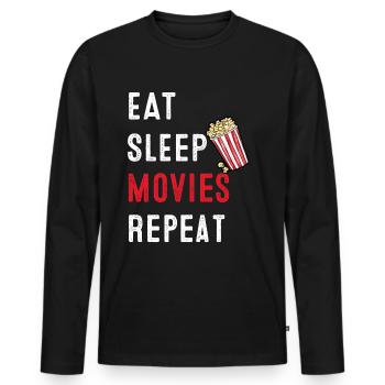 Cinéma Cinéma Télévision cadeau soirée cinéma - T-shirt manches longues Premium bio Homme - noir - Devant - Nico (187cm)