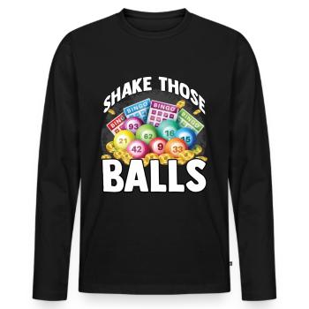 Bingo lucky number lotto gift grandpa grandma - Men's Premium Organic Long Sleeve Shirt - black - Front - Nico (187cm)