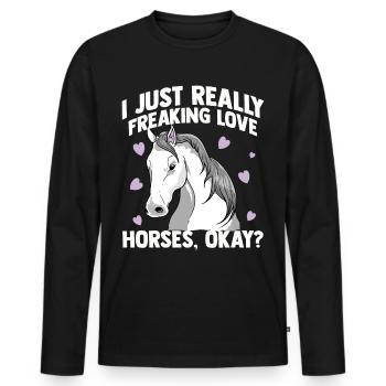 Reiten Pferdeliebhaber Dressurreiten Galopp Sattel - Männer Premium Bio Langarmshirt - Schwarz - Vorne - Nico (187cm)