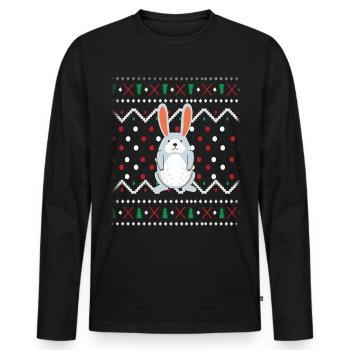 Lapin de Noël laid - T-shirt manches longues Premium bio Homme - noir - Devant - Nico (187cm)
