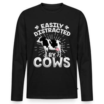 Cows cow beef dairy cow farmer cow calves udder - Men's Premium Organic Long Sleeve Shirt - black - Front - Nico (187cm)