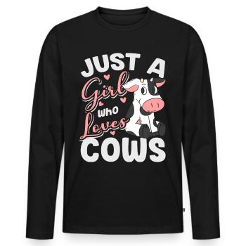 Cow painting cow beef cheese farmer's milk farm animal - Men's Premium Organic Long Sleeve Shirt - black - Front - Nico (187cm)