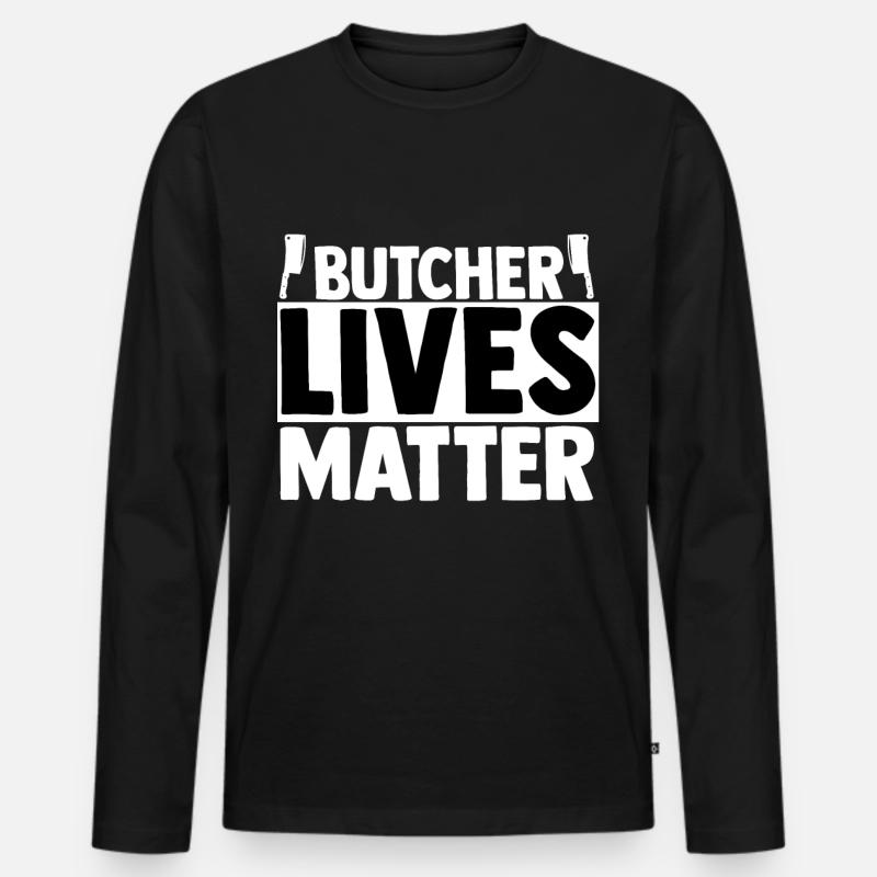 Metzger - Männer Premium Bio Langarmshirt - Schwarz