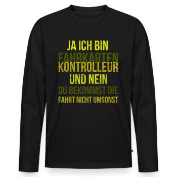 Fahrkartenkontrolleur in U-Bahn Zug Straßenbahn - Männer Premium Bio Langarmshirt - Schwarz - Vorne - Nico (187cm)