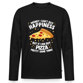Pizzeria Pizza Margarita Fromage Fast Food Bistro - T-shirt manches longues Premium bio Homme - noir - Devant - Nico (187cm)