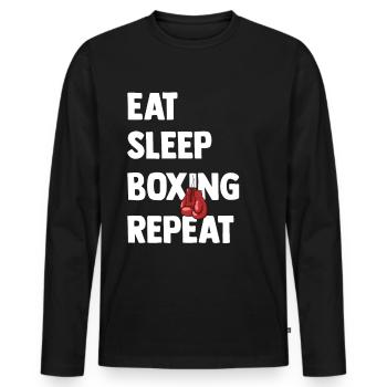 Boxe Arts Martiaux Punch Gants de Boxe Sparring - T-shirt manches longues Premium bio Homme - noir - Devant - Nico (187cm)