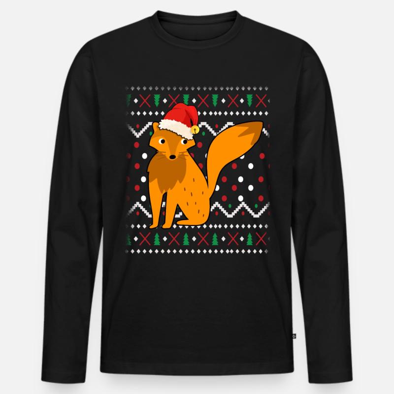Fuchs Ugly Christmas - Männer Premium Bio Langarmshirt - Schwarz