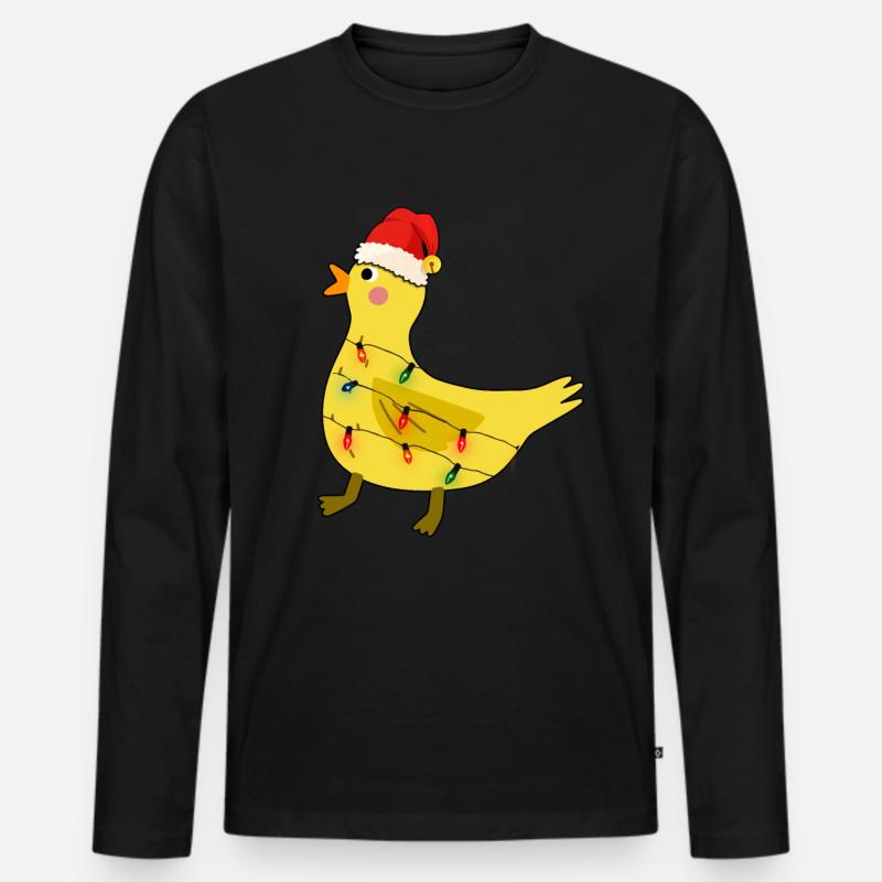 Ente Ugly Christmas - Männer Premium Bio Langarmshirt - Schwarz