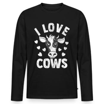 Cow Cow Cow Dairy Cow Farmer Cow Calf Udder - Men's Premium Organic Long Sleeve Shirt - black - Front - Nico (187cm)