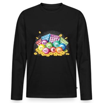 bingo - Men's Premium Organic Long Sleeve Shirt - black - Front - Nico (187cm)