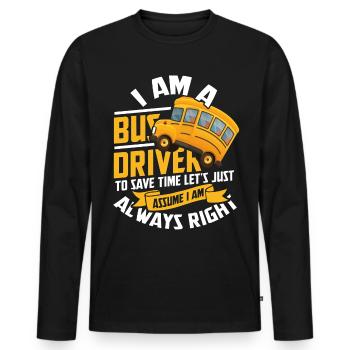 Bus - Männer Premium Bio Langarmshirt - Schwarz - Vorne - Nico (187cm)
