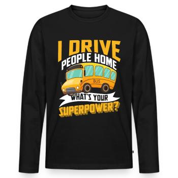 Bus Busfahrer Omnibus Öpnv Beruf Fernbus Autobus - Männer Premium Bio Langarmshirt - Schwarz - Vorne - Nico (187cm)
