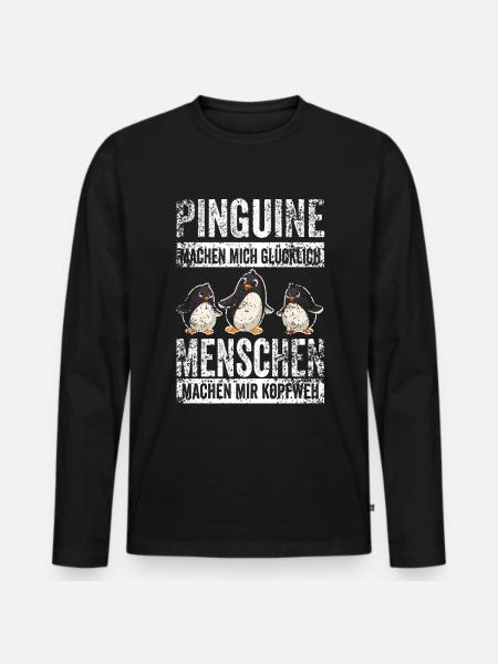 Pinguin Vofel Zootier Pinguinliebhaber Geschenk - Männer Premium Bio Langarmshirt - Schwarz