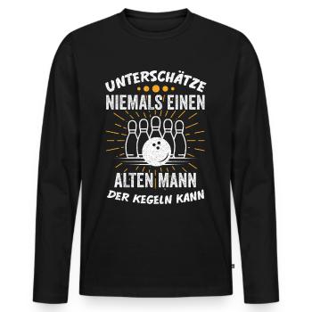 Kegeln Bier Kegelverein Kegelbahn Lustige Sprüche - Männer Premium Bio Langarmshirt - Schwarz - Vorne - Nico (187cm)