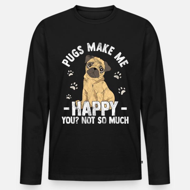 Mops - Männer Premium Bio Langarmshirt - Schwarz